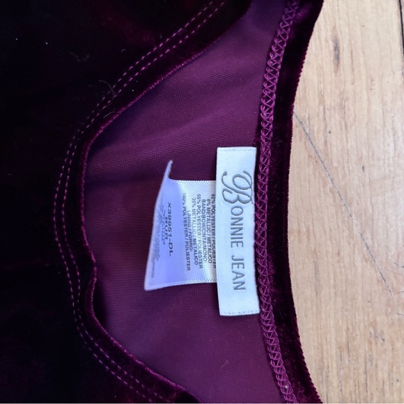 Bonnie Jean size 6X Velvet Burgundy Dress - Picture 4 of 4